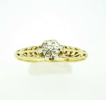 Antique 14k Yellow Gold Genuine Natural Diamond Solitaire Ring .38ct (#J737)