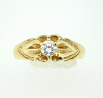 14k Yellow Gold Victorian Belcher .25ct Genuine Natural Diamond Ring (#J749)