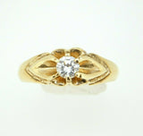 14k Yellow Gold Victorian Belcher .25ct Genuine Natural Diamond Ring (#J749)