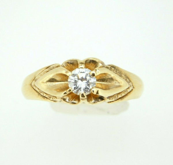 14k Yellow Gold Victorian Belcher .25ct Genuine Natural Diamond Ring (#J749)