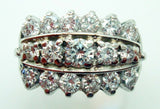 14k White Gold Wide Genuine Natural Diamond Band Ring 1.66 Carats (#J806)