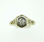 Art Deco 14k Gold Filigree Round Genuine Natural Diamond Ring .10ct (#J832)