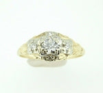 Vintage 18k Yellow Gold Genuine Natural Diamond Three Stone Ring .43ct (#J852)