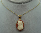 14K Gold Genuine Natural Stone Cameo Pendant (#J1093)