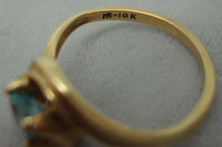 10K Gold Round Blue Genuine Natural Topaz Ring (#J1570)