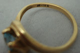 10K Gold Round Blue Genuine Natural Topaz Ring (#J1570)