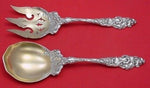 Les Six Fleurs by Reed & Barton Sterling Salad Serving Set Gold Washed 10 3/4"