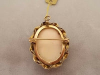 10K Gold Angel Skin Cameo Pin Or Pendant with Pearls (#J337)