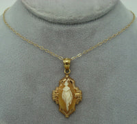 10K Gold Genuine Natural Shell Cameo Pendant Full Figure (#J1513)