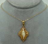 10K Gold Genuine Natural Shell Cameo Pendant Full Figure (#J1513)