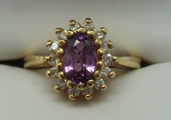 14K Gold 1.07ct Purple Genuine Natural Sapphire Ring with Diamonds (#J1572)