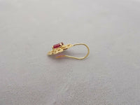 14K Gold Dangle Earrings with 1.71ct Pink Genuine Natural Tourmalines (#J711)