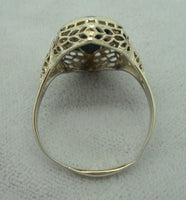 14K Gold Filigree Ring with Two Black Genuine Natural Onyxes (#J910)