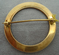 14K Gold and Blue Enamel Circle Pin (#J1652)