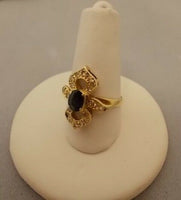Radiant 14k Gold Oval Genuine Natural Sapphire Ring with Diamonds (#J543)