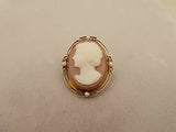 Victorian Agate Hard Stone Cameo Pin with Pearls (#J332)