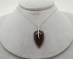 14K White Gold Genuine Natural Smoky Quartz Pendant with Diamonds (#J674)