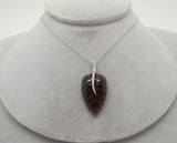 14K White Gold Genuine Natural Smoky Quartz Pendant with Diamonds (#J674)