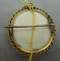 10K Gold Genuine Natural Lava Cameo Pin (#J1036)