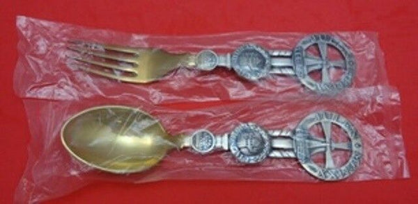 Christmas Theme by Michelsen Sterling Fork and Spoon Set 1920 Windmill