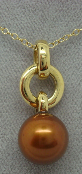 14K Gold Chocolate Pearl Pendant (#J1669)