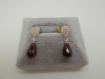 Dangly 14k Gold Briolette Genuine Natural Garnet Earrings with Diamonds (#J602)