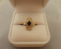 Radiant 14k Gold Oval Genuine Natural Sapphire Ring with Diamonds (#J543)