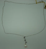 14K White Gold Freshwater Pearl Pendant with Diamond (#J1149)