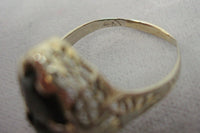 14K Gold Filigree Ring with Two Black Genuine Natural Onyxes (#J910)