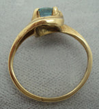 10K Gold Round Blue Genuine Natural Topaz Ring (#J1570)
