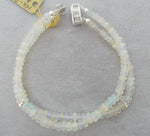 14K White Gold 33cts Genuine Natural Opal Bracelet with .25ct Diamonds (#J677)