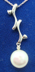 14K White Gold Freshwater Pearl Pendant with Diamond (#J1149)