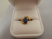 14K Gold Large 1.92ct Oval Genuine Natural Sapphire Ring with Diamonds (#J547)