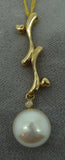 14K Gold Freshwater Pearl Drop Pendant with Diamond (#J1148)