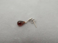 Dangly 14k Gold Briolette Genuine Natural Garnet Earrings with Diamonds (#J602)