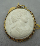10K Gold Genuine Natural Lava Cameo Pin (#J1036)