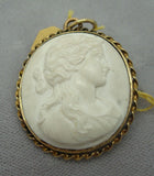 10K Gold Genuine Natural Lava Cameo Pin (#J1036)