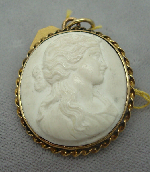10K Gold Genuine Natural Lava Cameo Pin (#J1036)