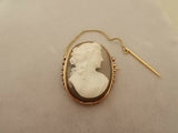 14K Rose Gold Victorian Agate Cameo Pin with Pearl (#J333)