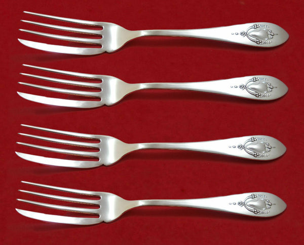 Mount Vernon by Lunt Sterling Silver Fish Fork Set 4pc AS Custom Made 7 1/8"