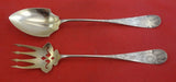 Antique Engraved Various Whiting Sterling Silver Salad Serving Set GW Brite-Cut