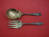 Irian by Wallace Sterling Silver Salad Serving Set FHAS Gold-washed 9"