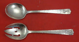 Novick Chicago Illinois Sterling Silver Salad Serving Set 2-pc Mono "L" 9 3/4"