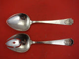 Novick Chicago Illinois Sterling Silver Salad Serving Set 2-pc Mono "SLS" 9 1/4"