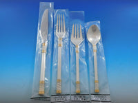 Aegean Weave Gold by Wallace Sterling Silver Flatware Set 12 Service 55 pcs New