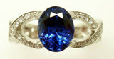 18K Gold Ring with a Fine Blue 2.38ct Oval Genuine Natural Sapphire (#J533)