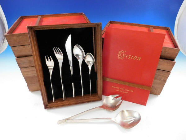 Vision by International Sterling Silver Flatware Service for 12 Set 62 pcs Mod