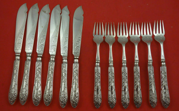 English by Briddon Brothers Silverplate Individual Fish Set 12 pieces Brite-cut