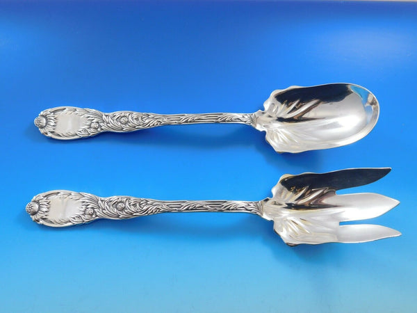 Chrysanthemum by Tiffany and Co Sterling Silver Salad Serving Set 2pc Original