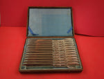 Olive by William Gale Coin Silver Set of 12 Knives in fitted box FH AS 8" c1850